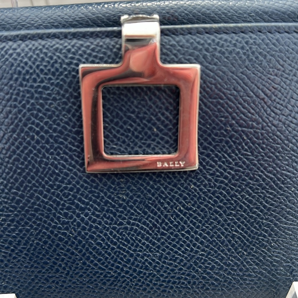 Bally Navy Blue Compact Leather Wallet with Silver Hardware EUC - Picture 3 of 13